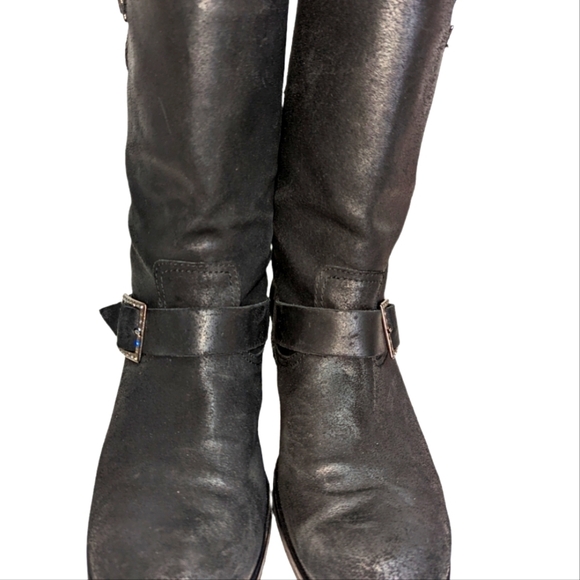 JIMMY CHOO Crystal-Detailed Suede Biker Boots in Black Size 40/US 9 - Picture 4 of 10